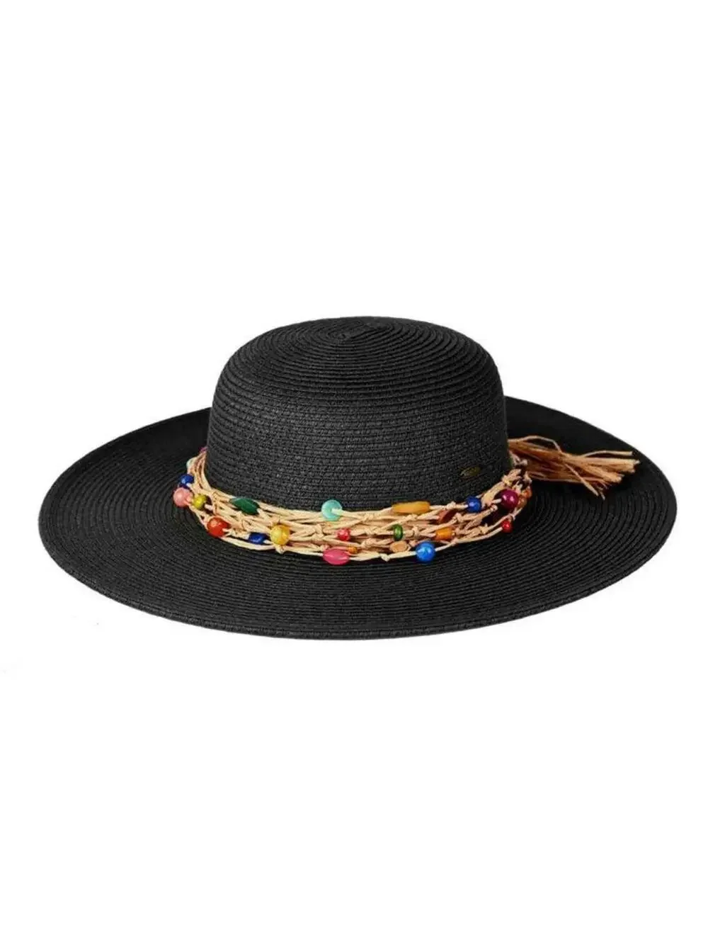 Gloria Colorful Bead Trim Wide Brim Hat